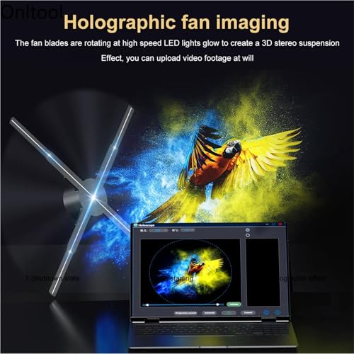 3D Hologram Fan WiFi Holographic Projector Advertising Display Light HD for Stores Bars Party Xmas(PD45)