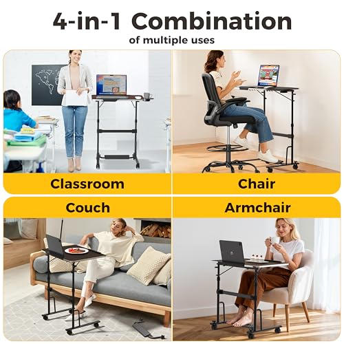 FoldWise Foldable Standing & Rolling Desk, Upgraded Portable Desk on Wheels