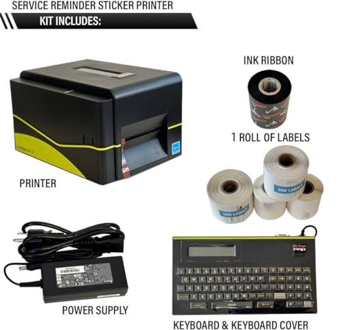 CUTE THINGS & CC Striker Pro V4.0 Oil Service Reminder Printing System with QR Code - Oil Change Reminder Printer System w/Keypad, Ink and 500 Service Stickers.