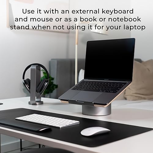 HumanCentric Laptop Riser for Desk, Black Walnut Wood Top & Space Gray Base