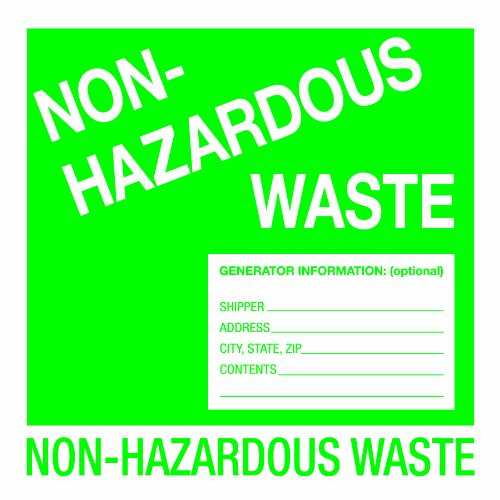 Tape Logic DL1302 Shipping and Handling Label, Legend "Non-Hazardous Waste", 6" Length x 6" Width, Green (Case of 500)