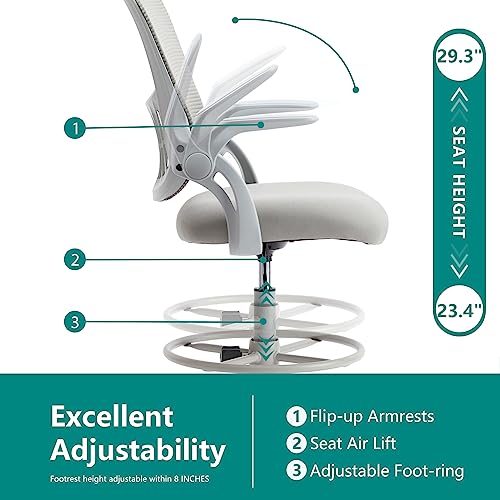 DUMOS Tall Drafting Chair, High Office Chair for Standing Desk