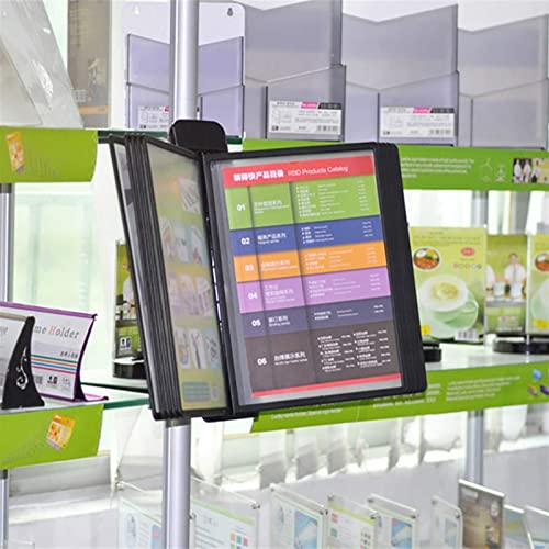 JDXQBLD Wall Mount Reference Display System - Wall Mount Catalog Display Rack, 10 Matching A4 Pockets, Document Presentation Consultation Support, Desktop Flip Display Folder