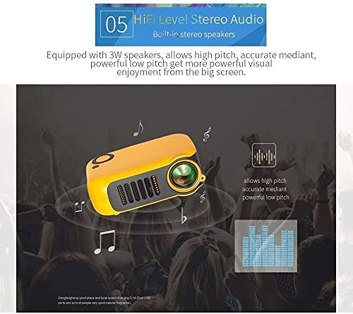 Yuidaaavzz Projector, Multimedia Home Theater Video Projector, Movie Projector, with Full HD 1080P HDMI, USB, AV, for Home (Color : White) (White)