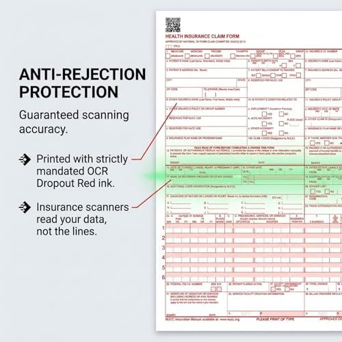 ComplyRight CMS-1500 Healthcare Billing Form, 9-1/2" x 11", 1-Part, Continuous, Pack of 2,000, Office Work Supplies for Physicians, Practitioners, Specialty Providers, Medical Billing Companies