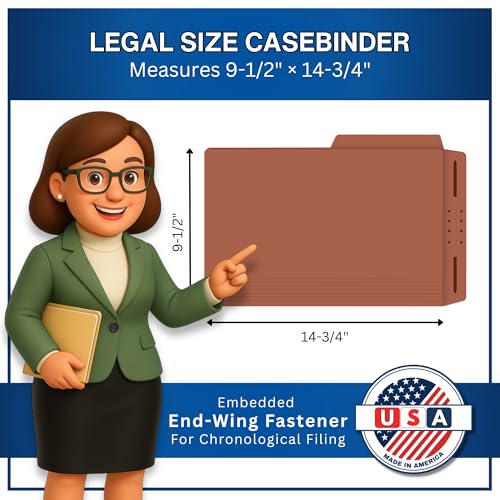 Red Rope Casebinder Legal File Folders, Doctor Stuff, Top Tab, Legal Size with Fully Reinforced Back, 2” Embedded Fastener on Endwing, and 1/2 Cut Assorted Top Tabs, 14 pt Stock, Carton of 200
