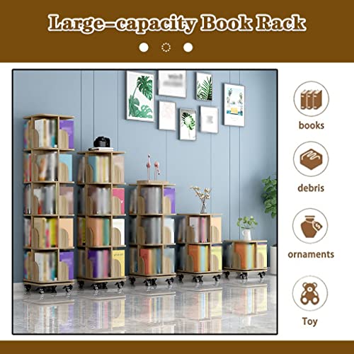 Bookshelf Book Shelves for Office 360° Rotating Small Bookcase, Multi-Layer Movable Book Rack, Student Book Organizer for Dormitory, Easy to Assemble (Color : Walnut Color, Size : 1 Layers)