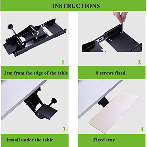 ACXZ Ergonomic Adjustable Keyboard Tray, 360°Swivel/Tilt Angle Keyboard and Mouse Drawer Platform, with Wrist Pad, Desk Extension, Walnut Color (52×25cm, 65×25cm, 75×25cm)