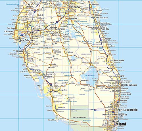 Topographics Southeast US Laminated Street Wall Map (42" x 48")