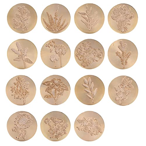 YWangQiang Round Plants Grasses Flowers Wax Sealing Stamp Head w/o Handle Copper Seal Stamps Wedding Invitation Craft Making Tools Decor (Color : B)