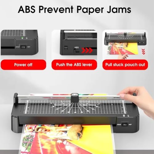 Laminator Machine, A3 Cold and Thermal Laminator with ABS Anti-Jam Button, Faster Preheating and Higher Laminating Speed, Intelligent Temperature Control for Home Office School Use