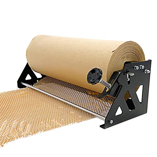 Honeycomb Packing Paper Roll Dispenser for Packaging, Improve Packing Efficiency, Kraft Wrapping Paper Holder Manual Cutter Machine for Small Business, Dispenser Machine Only, Core Size 2inch