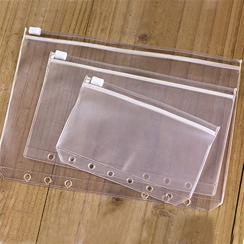 Filing Envelopes 5pcs A5 A6 A7 File Holder Standard Transparent PVC Loose Leaf Pouch with Self-Styled Zipper Filing Organizer Product Binder Plastic Folders (Color : A7)