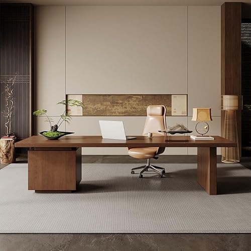 BGGJJ Computer Desk 180cm Solid Wood Study Furniture, Suitable for Home Living Room, Office, Conference Room Desk with Drawers(180cm)