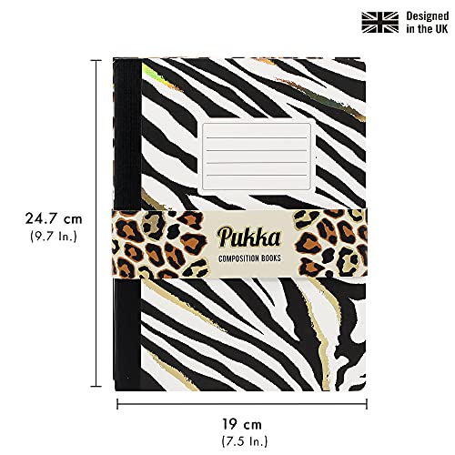Pukka Pad, Composition Notebooks - 48 Pack of Journals Featuring 140 Pages of College Ruled 80GSM Paper with Sturdy Cover Stock - 9.75 x 7.5in - Wild