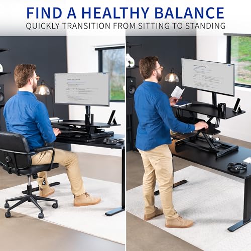 VIVO Black 36 inch Electric Desk Converter, DESK-VE36B