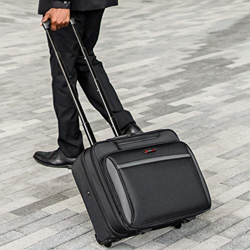 Alpine Swiss Rolling Laptop Briefcase Wheeled Overnight Carry on Bag Up to 15.6 Inches Notebook - Carries Legal Size Files