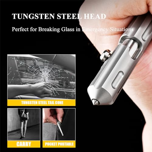 ROZOER Professional Titanium Alloy Tactical Pen Grade with Tungsten Steel Head - Perfect for Emergency Glass Breaking - European Standard G2 Refill (Sandblasted)