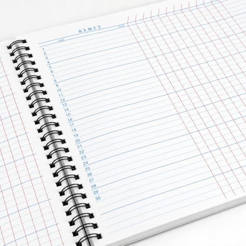 Casafoyer Hammond & Stephens Versatile Format Class Record Book, PolyIce Cover, 8-1/2 x 11 Inches, 105 Sheets, 6 Week, Red/Blue - Pack of 2