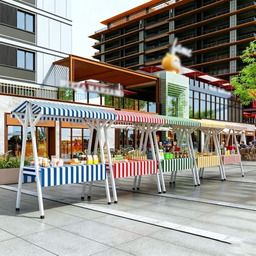 Foldable Metal Vendor Booth with Canopy, Portable Farmers Market Stand for Craft Fairs, Pop-Up Shops & Outdoor Events(Purple,160cm/63in)