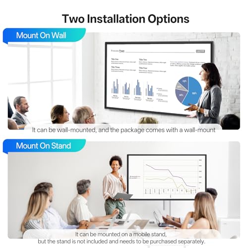 JAV Smart Board 43 Inch,Electronic Interactive Smartboard for Classroom Office Home, Screen Mirroring from Android OS Board for Presention Annotation Live Streaming (Wall Mount Included)