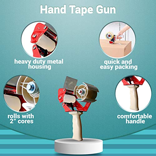 APQ Industrial Packing Tape Dispenser for 2" Tape. Side Loading Tape Gun. Heavy Duty Hand Tape Gun. Lightweight and Portable for Commercial Packaging, Shipping, Moving, Carton and Box Sealing.
