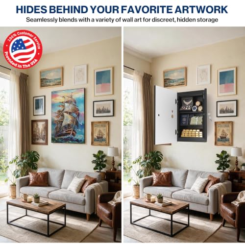 POCHAR Large Steel Picture Hidden In-Wall Safe, Art Wall Safe with Key Lock