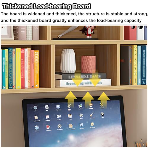 CATOPAT Wooden Desk Hutch Organizer with Large Storage Space for College Dorm Home Office Supplies Black White Computer Desktop Accessories,White-Large