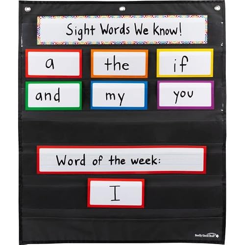 Really Good Stuff Medium Rectangle Pocket Chart Black - 1 Pocket Chart