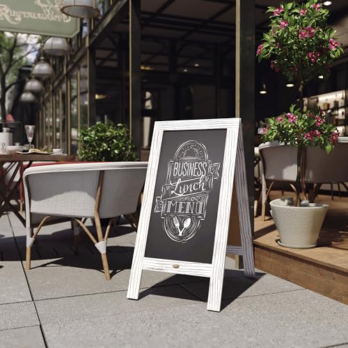 Flash Furniture Magnetic Wall Mount Chalkboard, 40" x 20", White Wash
