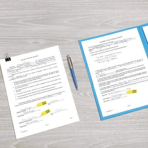 Redi-Tag 91001 Arrow Message Page Flag Refills, "Sign Here", Yellow, 120 Flags per Roll (Box of 6 Rolls)