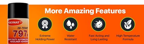 Polymat 797x Hi Temp Spray Adhesive Can high Temperature Headliner Glue 160F (12)