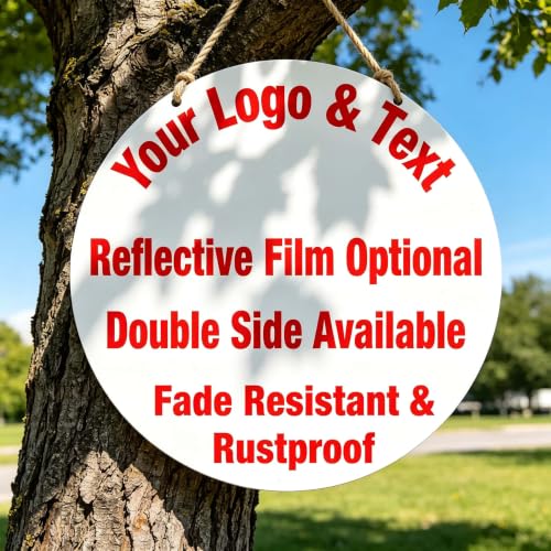 Custom Round Metal Signs 40x40 Inch, Personalized Business Sign with Your Text and Logo, Optional Reflective and Double Sided, Rust Free Aluminum, Weatherproof Outdoor