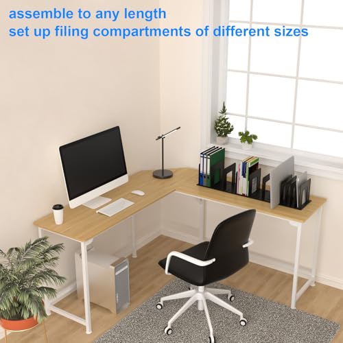LuluEasy Adjustable Vertical File Sorter Sturdy Plastic Expandable Upright File Holder, Desktop Binder Organizer, School Office File Organizer Bookshelf Divider, Assemble Easily Endlessly, Black
