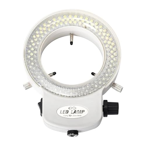 Microscope Accessories Kit Adjustable 6500K 144 LED Ring Light Lamp for Industrial Stereo Microscope Camera Microscope Slides(White)