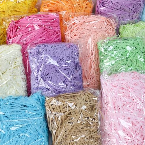 HongJP Shredded gift filler 300g Multi Color Shredded Raffia Paper Filler Craft Confetti Cut Tissue Paper Gift Box Packaging Filling Material