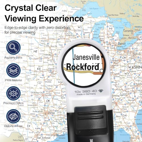 Eschenbach Mobilux LED Handheld Magnifier, 10x, 35 mm, 38D