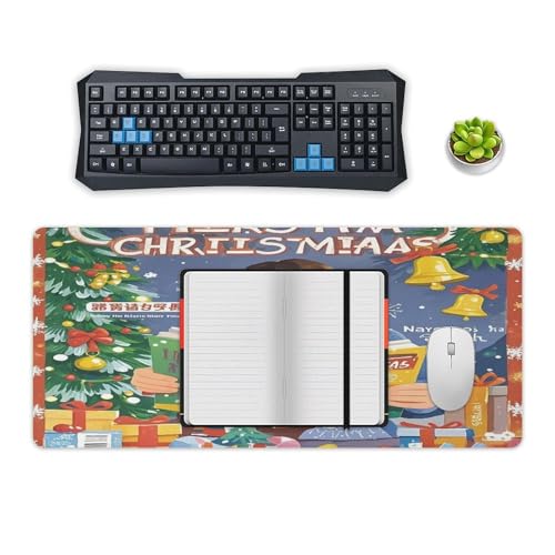 Watch Christmas Locked Edge Desk Mat & Mouse Pad Premium Rubber Desk Protector Large Size for Laptop/Keyboard Multi-Size Optional for Home Office Internet Cafe
