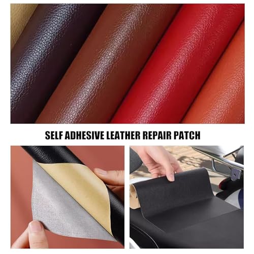 Fabric Adhesives ﻿Self Adhesive Leather Repair Patch for Couch Car Seats Furniture Upholstery, Dark Gray Leather Tape Strong Adhesion(35.4x196.9in)