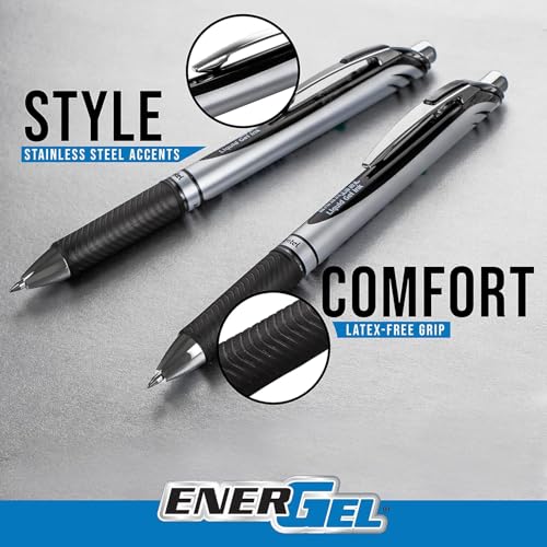 Pentel Energel RTX Retractable Liquid Gel Pen, 0.7mm, Metal Tip, Pack of 24