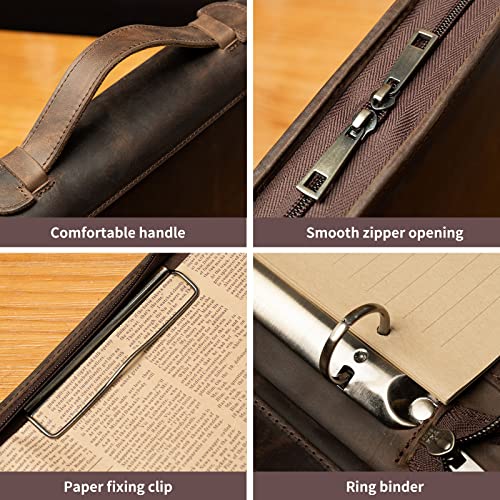 YIWEN Personalized Leather Portfolio 3 Ring Binder for 8.5 x 11 Notepad