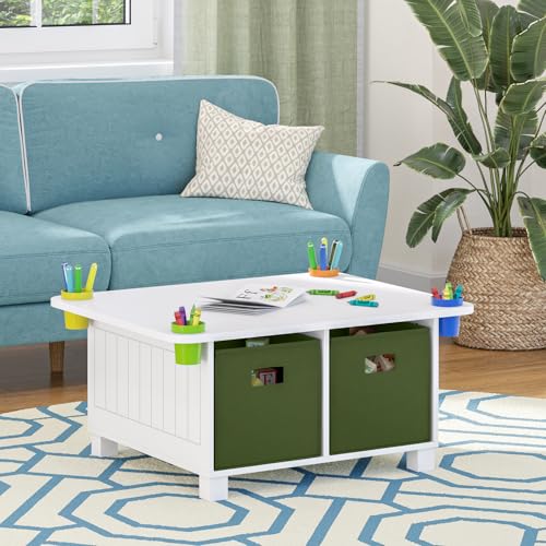 RiverRidge Kids Activity Table with Storage Cubbies, Cups and 2 Olive Bins