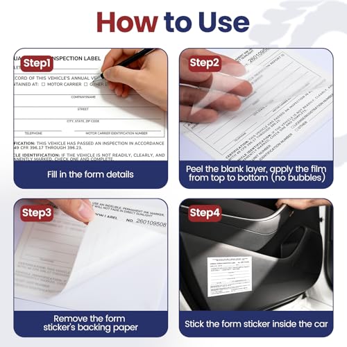 Annual Vehicle Inspection Forms and White Labels, 50 Sets, 3-Part NCR Kit