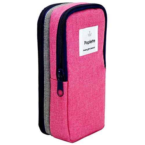 Nikken Stationery PLP1-GP Poplette Pen Case, Vertical and Horizontal, Gray x Pink