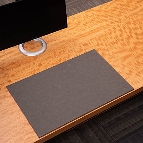 Bey-Berk Dion Leatherette Desk Pad (Grey), 18" x 28" Rustic Desk Blotter and Writing Surface