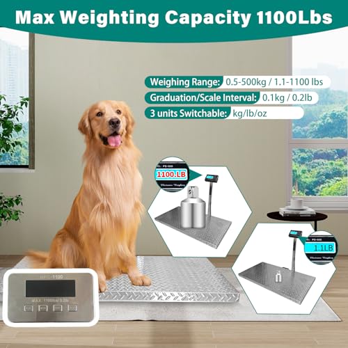 Wixeeua Upgraded 1100lb Livestock Scale, 40"x20", Non-Slip Surface