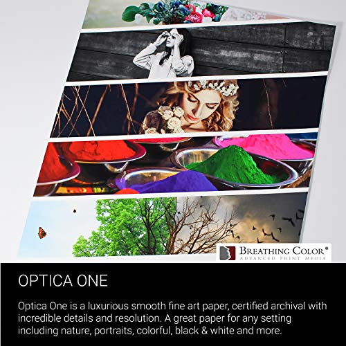 Optica One is a Luxurious 300 gsm Smooth Matte Fine Art Inkjet Paper Featured in a 17"x40' Roll; Its Bright White Color Makes It Ideal for Black and White and Color Prints. 100% Archival Certified