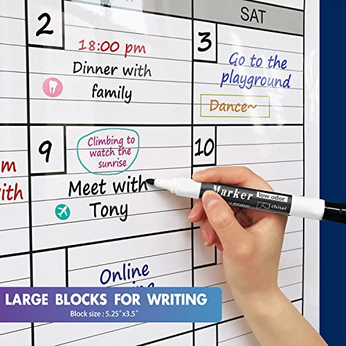 Large Dry Erase Board Calendar for Wall,Jumbo 2 Month Whiteboard 38 x 50 in