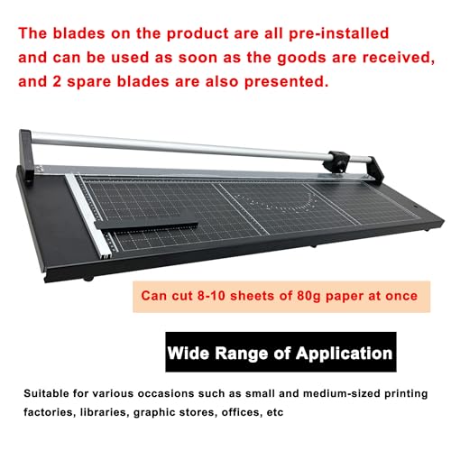 HQHAOTWU Paper Cutter Rotary Paper Trimmer with Sliding Blade Portable Paper Slicer Cutter 36" Craft Paper Cutter Manual Paper Cutting Tool with Clear Angle Line for Cutting Label Paper Film Photo