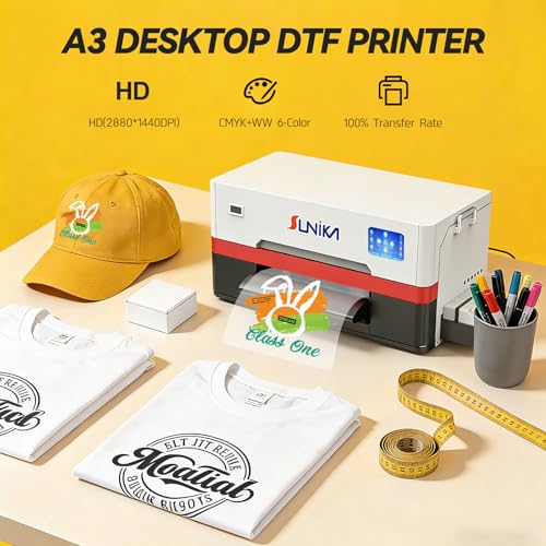 SUNIKA A3 13" DTF Printer White Ink Circulation & Anti-Clogging High-Speed Direct to Film Transfer Bundle for T-Shirts Apparel (DIY & Commercial) (A3 XP600 Printer)